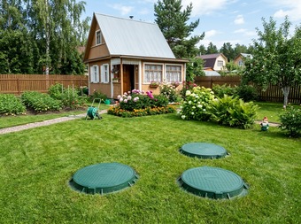Двухкамерный переливной септик из бетонных колец под ключ